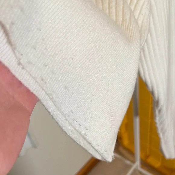 Amazon Cream Ribbed Cropped Crewneck Sweater - Picture 3 of 3